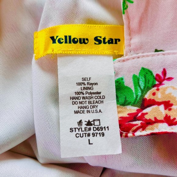 Modcloth Yellow star Vintage Style Floral Dress in Pink (L) New Without Tags - Picture 8 of 8